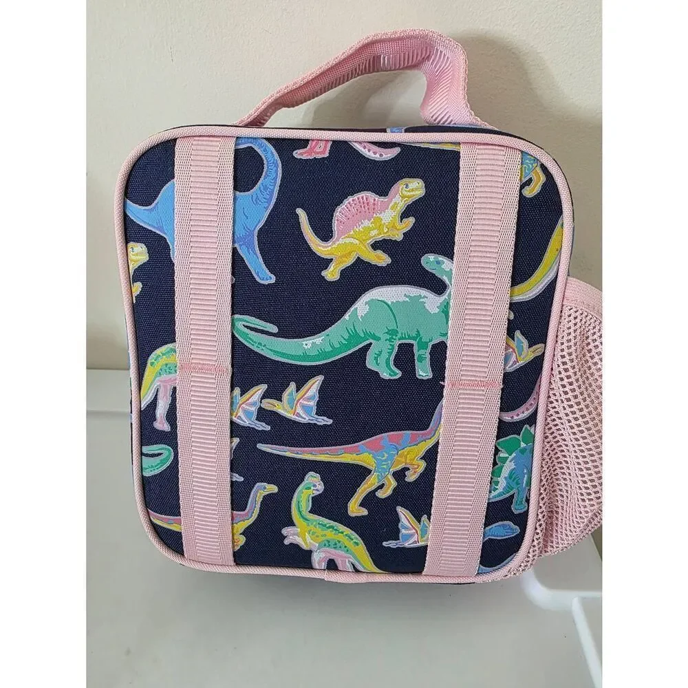 Pottery Barn Mackenzie Classic Pink Dino Dinosaur Lunch Bag NWOT